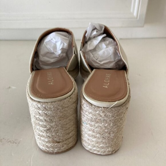 NWOT Alohas Free People Celeste Cream Leather Heeled Clogs Sz 39 - Picture 6 of 9